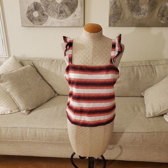 BP. Stripe Ruffle Strap Crop Tank sz 1X - Picture 4 of 12